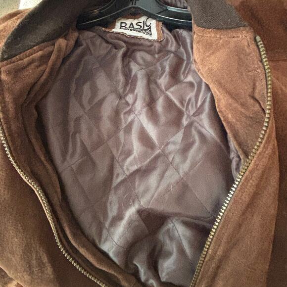 Basic Editions Varsity Jacket Vintage XL 90s Bomber Leather Suede Brown Zip up - Picture 5 of 12